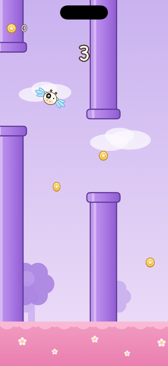 Flying Cow gameplay — dodging pipes and collecting coins