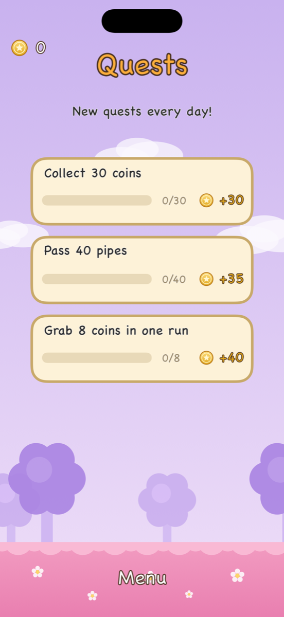 Daily quests with coin rewards
